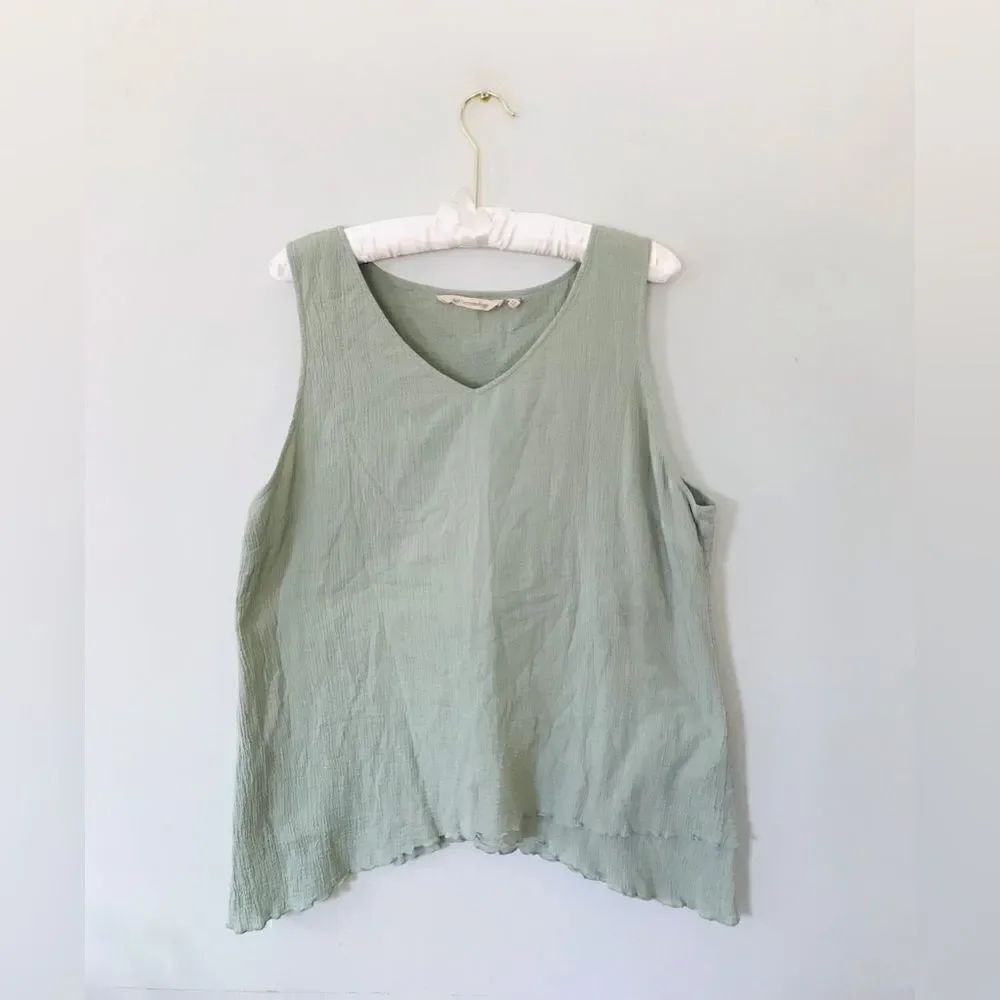 Soft surroundings | sage cotton flowy tank top